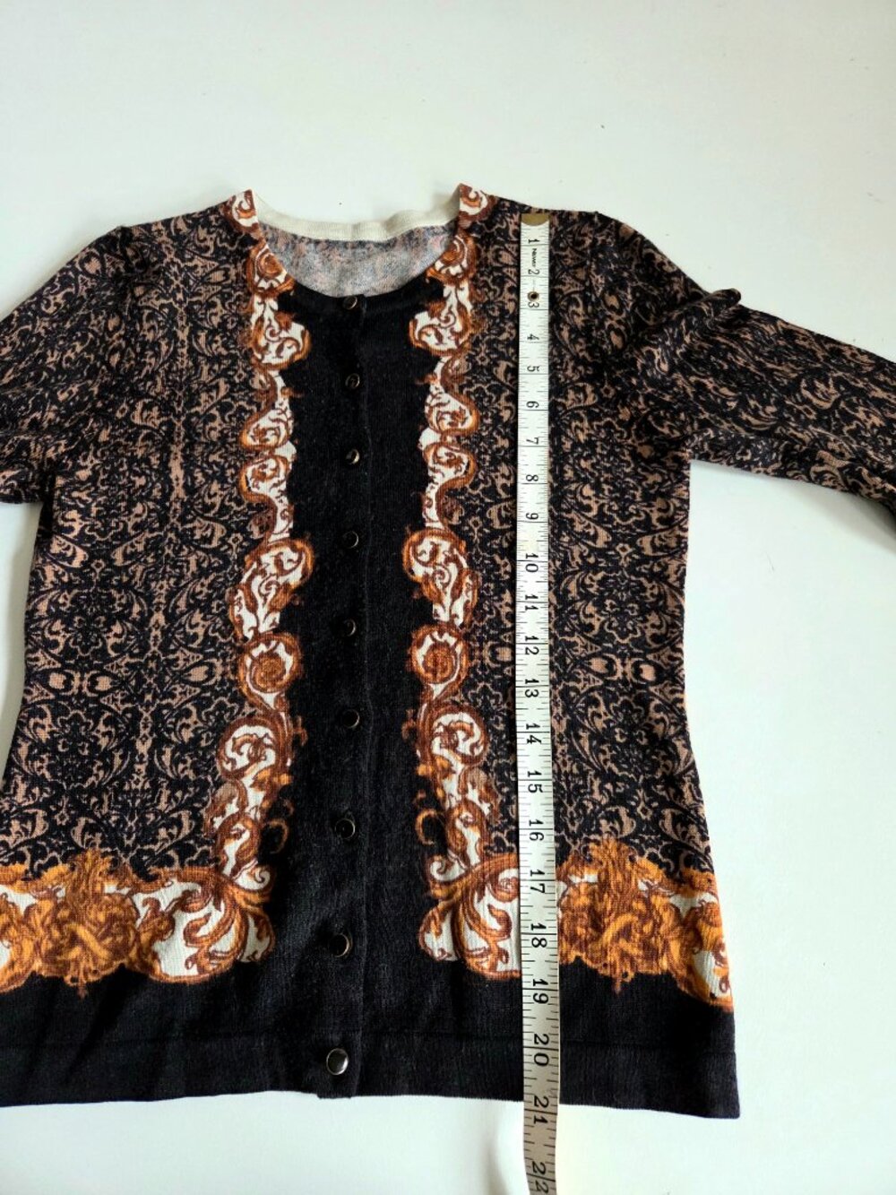 100% Merino Wool Brown Floral Cardigan - Picture 5 of 5